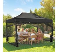 OUTSUNNY 3 x 4.5 m Pop Up Gazebo with Mesh, Heavy Duty Party Tent Marquee in Black Outsunny Black