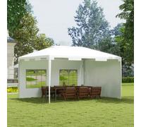 Outsunny 3 x 4 m Garden Gazebo Shelter Marquee Party Tent with 2 Sidewalls for Patio Yard Outdoor - White, White