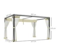 Outsunny 3 x 4 m Pergola with Retractable Roof Canopy and Netting Sidewalls, Aluminium Frame Garden Gazebo Outdoor Sun Shade Shelter for Grill, Patio, Deck, Khaki Khaki