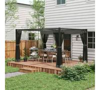 Outsunny 3 x 4m Pergola with Retractable Roof and Netting, Dark Grey