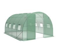 Outsunny 3 x 4 m Walk-in Polytunnel Greenhouse with Hinged Door and 8 Roll Up Mesh Windows, Garden Tunnel Warm House Tent, Green