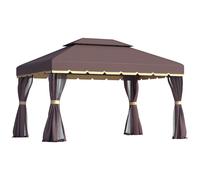 Outsunny 3x4m 2-Tier Gazebo Aluminium Garden Marquee Party Tent Canopy Coffee