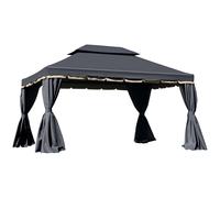 Outsunny 3 x 4m Aluminium Garden Gazebo, Marquee Canopy Shelter Pavilion Party Tent with Nets and Curtains for Garden and Deck, Black Black