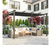 Outsunny 3 x 4m Aluminium Pergola with Retractable Roof, Garden Gazebo Canopy