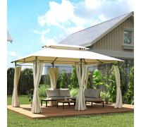 Outsunny 3 x 4m Garden Gazebo with Sides, Double Roof Metal Gazebo, Grey