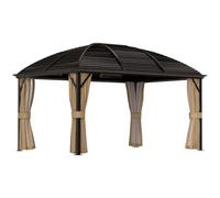 Outsunny 3 x 4m Hardtop Gazebo Aluminium Garden Pavilion Brown