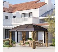 Outsunny 3 X 4M Hardtop Gazebo Aluminium Garden Pavilion In Dark Brown Dark Brown