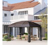 OUTSUNNY 3 x 4m Hardtop Gazebo Aluminium Garden Pavilion in Dark Grey Outsunny Dark Grey