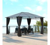 Outsunny 3 x 4m Hardtop Gazebo for Garden Party w/ Polycarbonate Curtains
