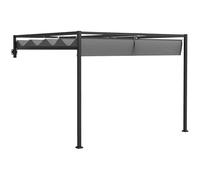 Outsunny Wall Mounted Metal Pergola with Retractable Roof - Dark Grey / 397cm