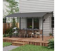 Outsunny 3x4m Metal Lean To Pergola - Grey, Grey