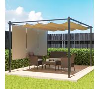 OUTSUNNY 3 x 4m Metal Pergola with Retractable Roof & Roller Shade in Beige Outsunny Beige