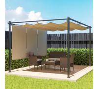 Outsunny 3 X 4M Metal Pergola With Retractable Roof And Roller Shade, Beige