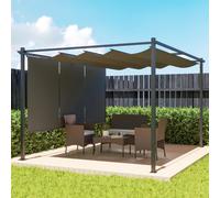 OUTSUNNY 3 x 4m Metal Pergola with Retractable Roof & Roller Shade in Grey Outsunny Grey