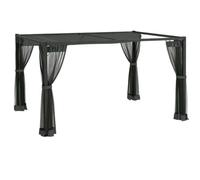 Outsunny 3 x 4m Pergola with Retractable Roof and Netting, Dark Grey