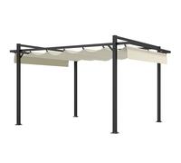 Outsunny 3 x 4m Pergola with Retractable Roof Canopy, Aluminium Frame Garden Gazebo Outdoor Sun Shade Shelter for Grill, Patio, Deck, Khaki Khaki