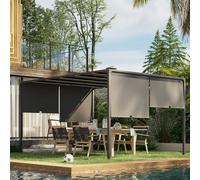 Outsunny 3 x 4m utdoor Garden Pergola with LED Lights Grey - Dark Grey - Steel, Polyester - 297 cm x 397 cm x 220 cm