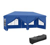 Outsunny 3 x 6 m Garden Pop Up Gazebo, Wedding Party Tent Marquee, Water Resistant Awning Canopy with Sidewalls, Windows, Carry Bag, Blue Blue