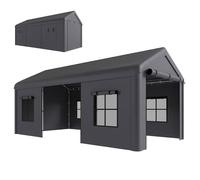 Outsunny 3 X 6 M Heavy Duty Carport, Portable Garage With 3 Doors, Dark Grey