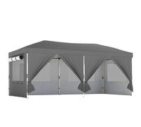 Outsunny 3 x 6 m Pop Up Canopy with UV50+ Protection Garden Gazebo with 6 Sidewalls, Dark Grey