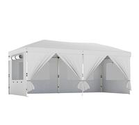 Outsunny 3 x 6 m Pop Up Canopy with UV50+ Protection Garden Gazebo with 6 Sidewalls, White