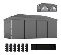Outsunny 3 X 6 M Pop Up Gazebo, Upf50+ Wedding Party Tent Marquee, Dark Grey Dark Grey