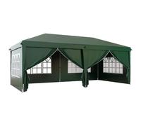 Outsunny 3 x 6 m Pop Up Gazebo with Sides and Windows, Height Adjustable Wedding Camping Party Tent Canopy Marquee with Storage Bag for Garden, Event, Green Green