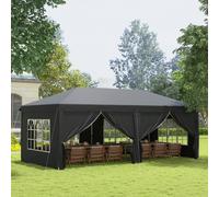 Outsunny 3 X 6 M Pop Up Gazebo With Sides And Windows In Black Black