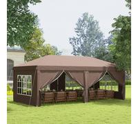 Outsunny 3 x 6 m Pop Up Gazebo with Sides and Windows, Brown