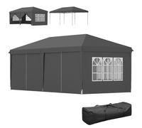 Outsunny 3x6m Pop-Up Gazebo with Storage Bag - Grey, Steel Frame, 6 Removable Walls, 585x295x270 cm - 84C-425V01GY