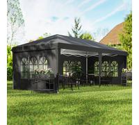 3 x 6m Heavy Duty Gazebo Marquee Party Tent with Storage Bag Outsunny Black One Size