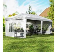 Outsunny 3 X 6M Garden Pop Up Gazebo, Height Adjustable In White White