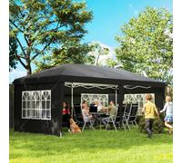 Outsunny 3 x 6m Heavy Duty Gazebo Marquee Party Tent with Storage Bag Black