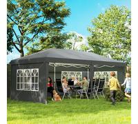 Outsunny 3 x 6m Heavy Duty Gazebo Marquee Party Tent with Storage Bag Black - Grey - 585 cm x 295 cm x 270 cm