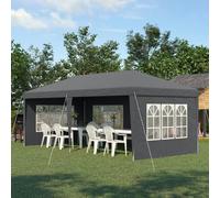 Outsunny 3 x 6m Garden Pop Up Gazebo, Height Adjustable Marquee Party Tent with Sidewalls, Storage Bag, Grey Grey
