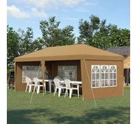 Outsunny 3 x 6m Heavy Duty Gazebo Marquee Party Tent with Storage Bag Khaki, Brown