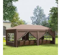 Outsunny 3 x 6m Pop Up Gazebo Height Adjustable Party Tent w/ Storage Bag Brown