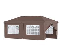 Outsunny 3 x 6m Sturdy Pop Up Gazebo with Sides, Metal Frame Party Tent with Carry Bag, Height Adjustable for Garden, Brown Aosom UK