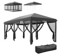 Outsunny 3 x 6m Pop Up Gazebo, Outdoor Canopy Shelter, Marquee Party Wedding Tent with 6 Mesh Walls and Carry Bag, Black
