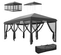 Outsunny 3 x 6m Pop Up Gazebo, Outdoor Canopy Shelter, Marquee Party Wedding Tent with 6 Mesh Walls and Carry Bag, Black