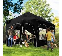 OUTSUNNY 3 x 6m Pop Up Gazebo with Sides, Peak Top Garden Party Tent Marquee in Black Outsunny Black