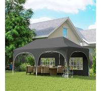 OUTSUNNY 3 x 6m Pop Up Gazebo with Sides, Peak Top Garden Party Tent Marquee in Dark Grey Outsunny Dark Grey