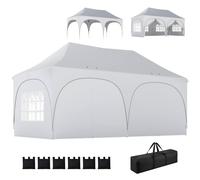 Outsunny 3 X 6M Pop Up Gazebo With Sides, Peak Top Garden Party Tent Marquee Multi