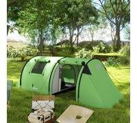 Outsunny Four Man Duo Room Tunnel Tent - Green, none