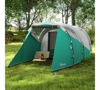 Outsunny 2 Room Camping Tent for 3 Man, 3000mm Waterproof Family Tent with Sewn-in Groundsheet, Portable with Carry Bag, for Fishing Hiking Festival, Green