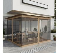 OUTSUNNY 302 x 207cm Universal Replacement Gazebo Mesh Netting Screen Walls in Beige | Size: 302 x 207 cm Outsunny Beige 302 x 207 cm