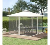 Outsunny 302 x 207cm Universal Replacement Gazebo Mesh Netting Screen Walls - White - Polyester Fabric, Nylon Mesh - 302 cm x 207 cm