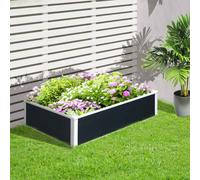 Outsunny 302L Raised Garden Bed, Weather-resistant PP Planter Box Containers for Outdoor Patio Plant Flower Vegetable, 120 x 90 x 30 cm Grey