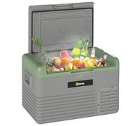 Outsunny 30L Car Refrigerator, Portable Compressor Car Fridge Freezer, Electric Cooler Box with 12/24V DC and 110-240V AC for Camping, Driving, Picnic, Down to -20℃, Light Green and Grey