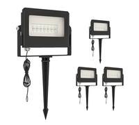 Outsunny 32W LED Floodlights, Linkable 4-Pack Landscape Lighting with Remote Control, RGB Colour Changing, UK Plug, Black